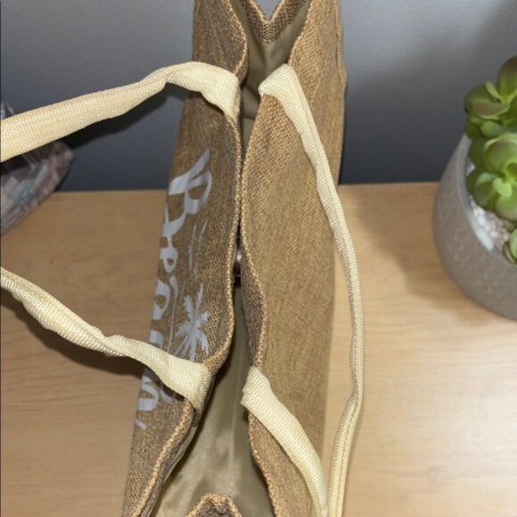 Chic Brown Beach Tote with Palm Print - Picture 10 of 11